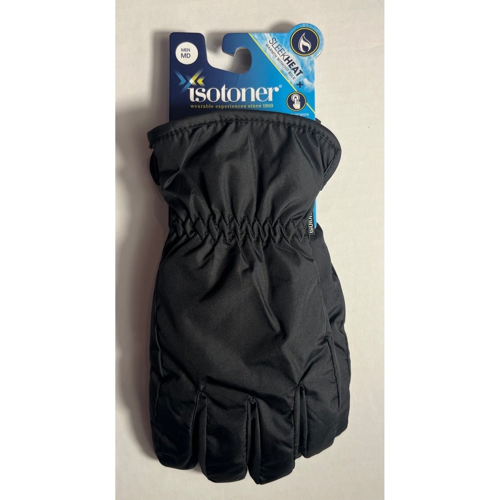Isotoner Men's Sleek Heat Gloves Warmth without‎ Bulk Packable Smart Dri Medium